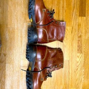 Handmade leather work boots.  Steel toe.  Welt construction.  Size 10 men’s.